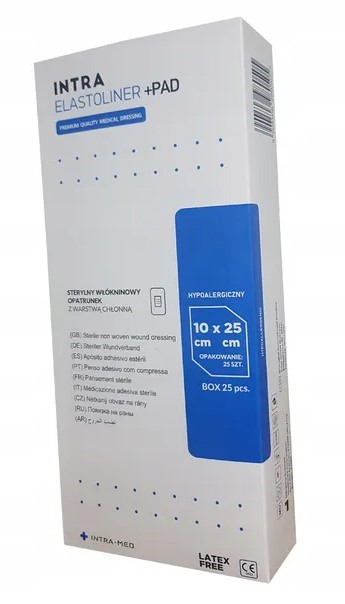 Verband mit Saugeinlage ELASTOLINER+PAD 10cm x 35cm 25Stk.